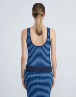 Stripe Matte Crepe Pointelle Tank -Chic Daily Fashion mwce6r kv73 midnight blue multi back