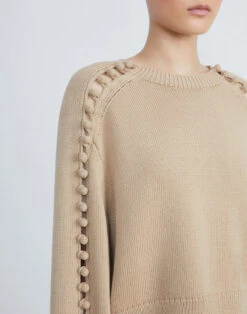 Cotton-Silk Crochet Button Sleeve Sweater -Chic Daily Fashion mwce7e kk96 dune detail
