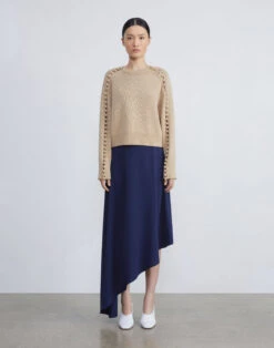 Cotton-Silk Crochet Button Sleeve Sweater -Chic Daily Fashion mwce7e kk96 dune full