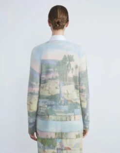 Postcards Print Cashmere Sweater -Chic Daily Fashion mwcf7p kc04 liberty green multi back