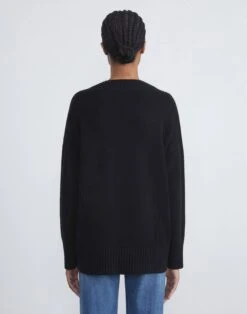 Cashmere Ribbed V-Neck Sweater 33 Cashmere Ribbed V-Neck Sweater -Chic Daily Fashion mwcg1r kc04 black back
