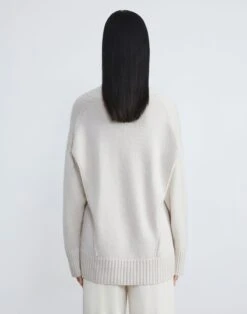 Cashmere Ribbed V-Neck Sweater 23 Cashmere Ribbed V-Neck Sweater -Chic Daily Fashion mwcg1r kc04 buff melange back