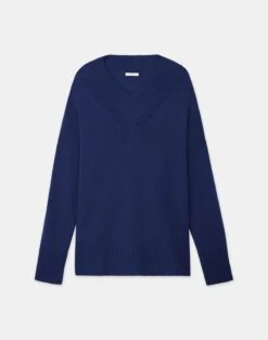 Cashmere Ribbed V-Neck Sweater 26 Cashmere Ribbed V-Neck Sweater -Chic Daily Fashion mwcg1r kc04 midnight blue flat