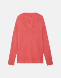 Cashmere Ribbed V-Neck Sweater 36 Cashmere Ribbed V-Neck Sweater -Chic Daily Fashion mwcg1r kc04 stamped poppy flat