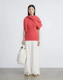 Cashmere Ribbed V-Neck Sweater 37 Cashmere Ribbed V-Neck Sweater -Chic Daily Fashion mwcg1r kc04 stamped poppy full