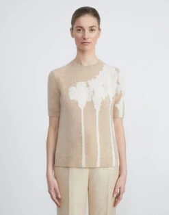 Palm Cashmere Intarsia Crewneck Sweater -Chic Daily Fashion mwch5r kc04 cloud multi