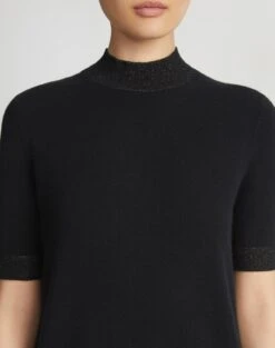 Cashmere Mockneck Sweater -Chic Daily Fashion mww22r kc04 black detail2