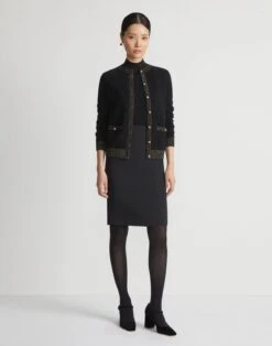 Cashmere Mockneck Sweater -Chic Daily Fashion mww22r kc04 black full