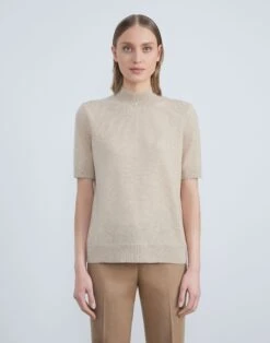 Cashmere Mockneck Sweater -Chic Daily Fashion mww22r kc04 dune melange