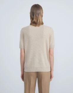 Cashmere Mockneck Sweater -Chic Daily Fashion mww22r kc04 dune melange back