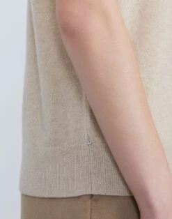 Cashmere Mockneck Sweater -Chic Daily Fashion mww22r kc04 dune melange detail2