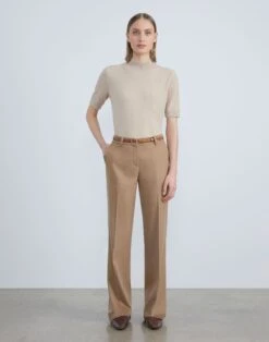 Cashmere Mockneck Sweater -Chic Daily Fashion mww22r kc04 dune melange full