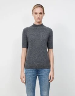Cashmere Mockneck Sweater -Chic Daily Fashion mww22r kc04 graphite melange