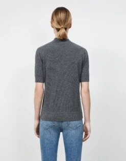 Cashmere Mockneck Sweater -Chic Daily Fashion mww22r kc04 graphite melange back