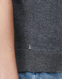 Cashmere Mockneck Sweater -Chic Daily Fashion mww22r kc04 graphite melange detail2