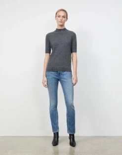 Cashmere Mockneck Sweater -Chic Daily Fashion mww22r kc04 graphite melange full