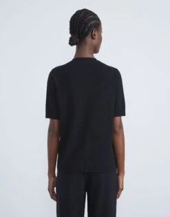 Cashmere Crewneck Short Sleeve Sweater -Chic Daily Fashion mww31r kc04 black back