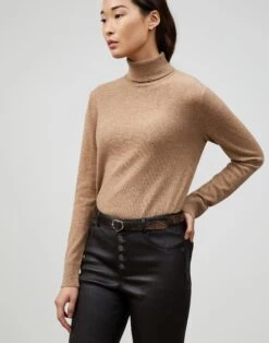 Cashmere Turtleneck Sweater -Chic Daily Fashion mww70r kc04 cammello melange