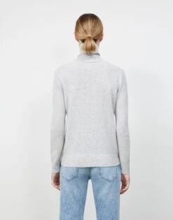 Cashmere Turtleneck Sweater -Chic Daily Fashion mww70r kc04 grey heather back