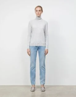 Cashmere Turtleneck Sweater -Chic Daily Fashion mww70r kc04 grey heather full