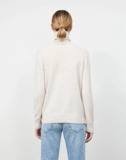 Cashmere Turtleneck Sweater -Chic Daily Fashion mww70r kc04 oatmeal melange back
