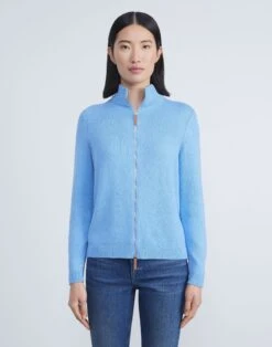 Cotton-Silk Tape Knit Bomber -Chic Daily Fashion mwy13r kk96 cool blue