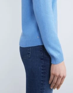 Cotton-Silk Tape Knit Bomber -Chic Daily Fashion mwy13r kk96 cool blue detail2