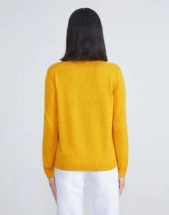 Cotton-Silk Tape Knit Bomber -Chic Daily Fashion mwy13r kk96 golden yellow back