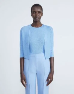 Finespun Voile Open-Front Cropped Cardigan -Chic Daily Fashion mwy39r kv52 cool blue