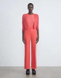 Finespun Voile Open-Front Cropped Cardigan -Chic Daily Fashion mwy39r kv52 vibrant coral full